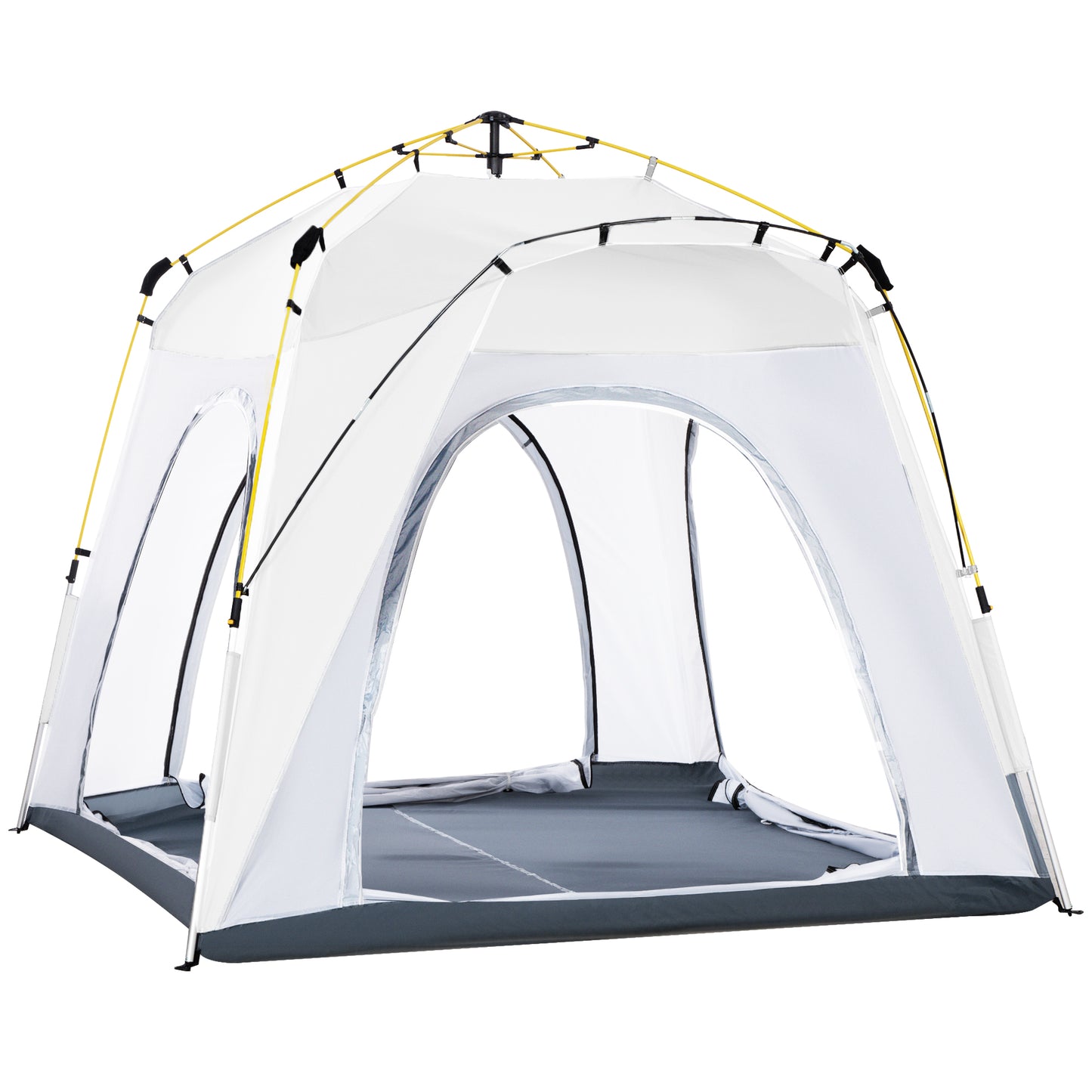 Pop-up Koepeltent – Koepeltent, Vouwtent, Buitentent, Campingtent – Lichtgrijs – Voor 4 Personen – Waterdicht en UV 50+ Bescherming