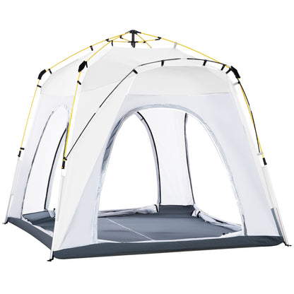 Pop-up Koepeltent – Koepeltent, Vouwtent, Buitentent, Campingtent – Lichtgrijs – Voor 4 Personen – Waterdicht en UV 50+ Bescherming