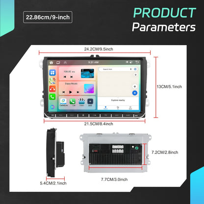 Android Autoradio – Car Stereo – Multimedia Systeem – Double Din Navigatie – Touchscreen – 9 Inch Capacitive Display – Wireless CarPlay & GPS – Inclusief Achteruitrijcamera en Microfoon