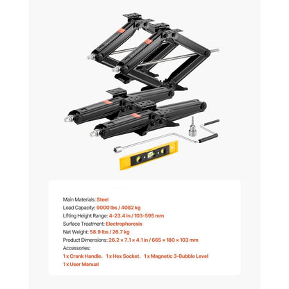 Krik – Schaarkrik – Caravankrik – Camperkrik – Stabilisatiekrik – Draagvermogen 4082 kg – Verstelbare Hoogte 10-59,5 cm