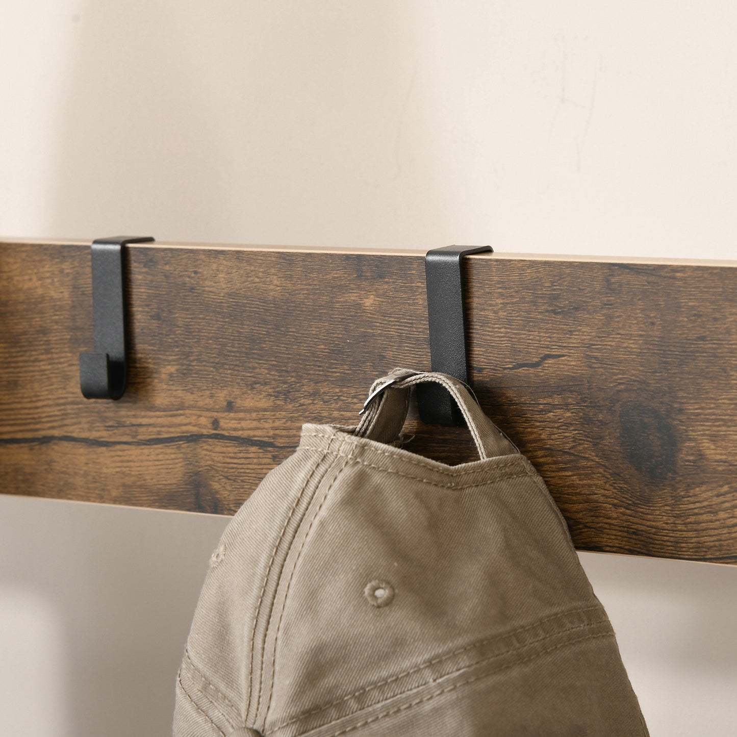 Kledingstandaard – Kapstok – Jassenrek – Schoenenrek – Garderoberek – Zwart – Compact 72x34x185 cm – 8 Haken en 2 Legplanken