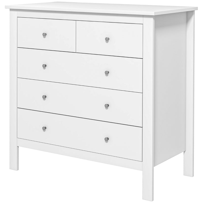 Ladekast – Ladenkast – Dressoir – Opbergkast – Commode – Wit – Kantelbeveiliging – Compact 79x39,5x80,5 cm