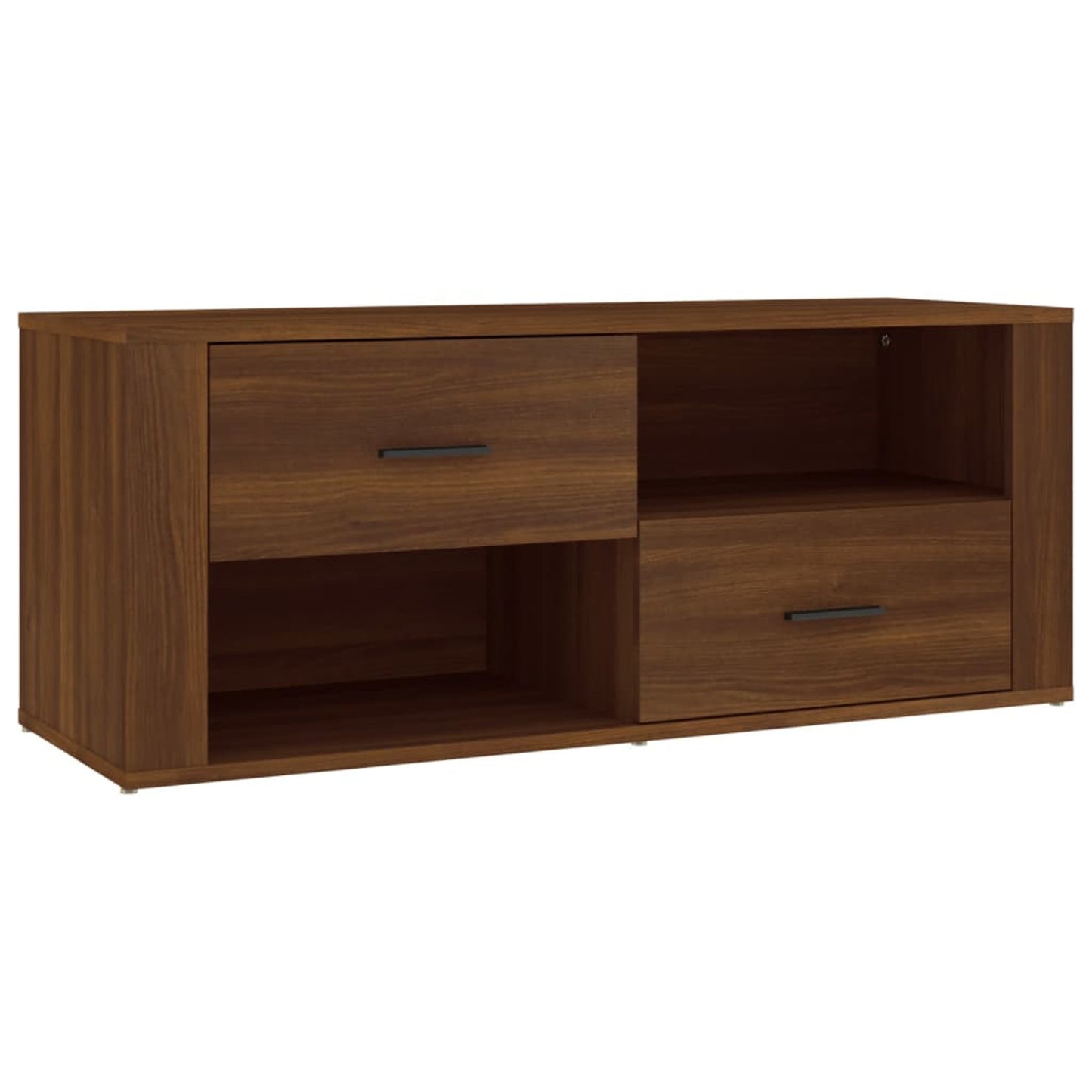 TV Cabinet Brown Oak 100x35x40cm Engineered Wood TV Stand Entertainment Center with Storage, Media Television Table for Living Room Bedroom