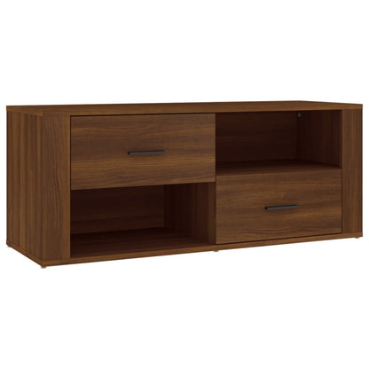 TV Cabinet Brown Oak 100x35x40cm Engineered Wood TV Stand Entertainment Center with Storage, Media Television Table for Living Room Bedroom