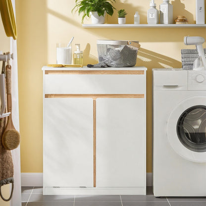 Wasmandkast – Wasmand – Wasbox – Wassorteerder – Waszak – Opvouwbare Waszak – MDF & Rubberhout – Compact 71x85x33 cm