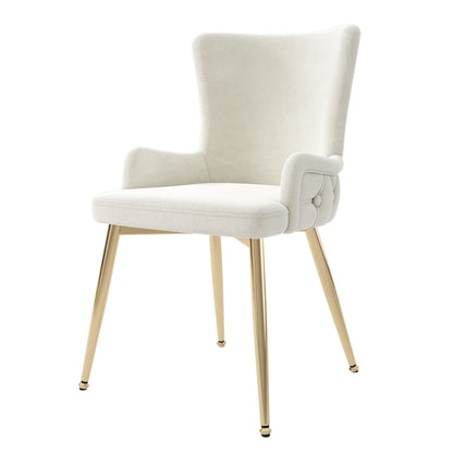 Eetkamerstoel – Stoel – Kuipstoel – Loungestoel – Designstoel – Set Van 4 – Fluwelen Bekleding – Gouden Metalen Poten