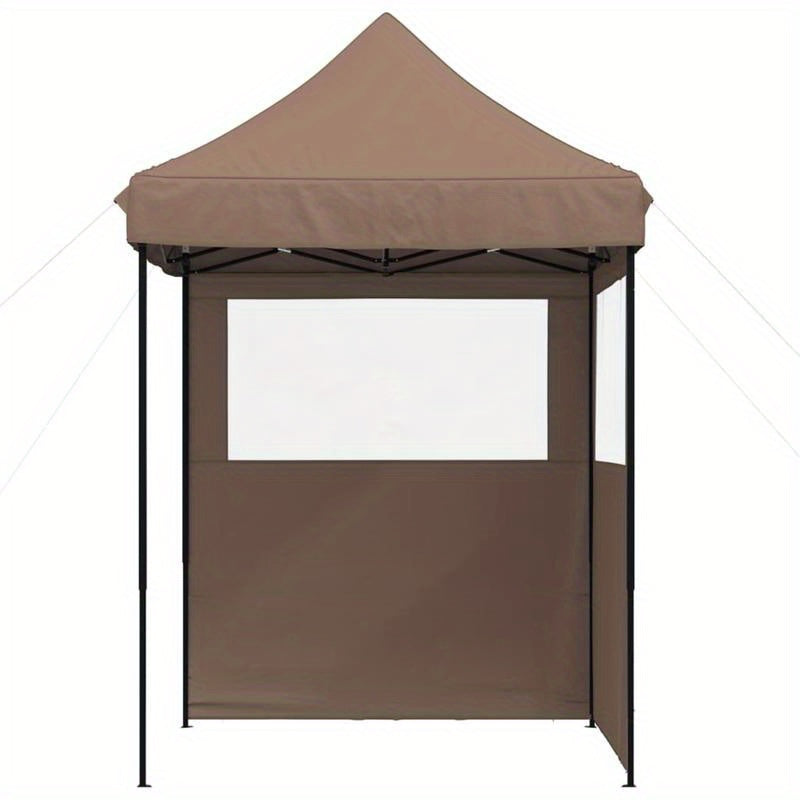 Collapsible Pop-Up Party Tent with 2 Side Walls in Brown. Sturdy And Durable, Easy to Assemble, Suitable for Gatherings, Parties, Weddings, Camping, And Other Outdoor Activities.