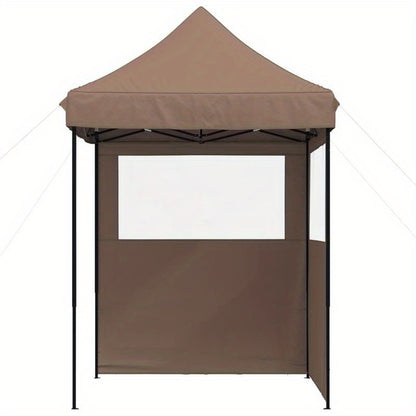 Collapsible Pop-Up Party Tent with 2 Side Walls in Brown. Sturdy And Durable, Easy to Assemble, Suitable for Gatherings, Parties, Weddings, Camping, And Other Outdoor Activities.