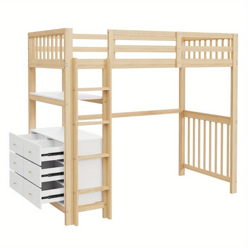 Halfhoogslaper – Hoogslaper – Bedbank – Stapelbed – Bedframe – Met Veiligheidsladder & Opberglades – Metaal Frame 90x200 cm – Ruimtebesparend & Stevig