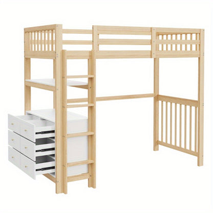 Halfhoogslaper – Hoogslaper – Bedbank – Stapelbed – Bedframe – Met Veiligheidsladder & Opberglades – Metaal Frame 90x200 cm – Ruimtebesparend & Stevig