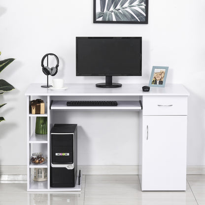 Computerbureau – Computertafel – Bureau – Werkplek – Computermeubel – Met Lade En Keyboardlade – MDF 120x60x74 cm Wit
