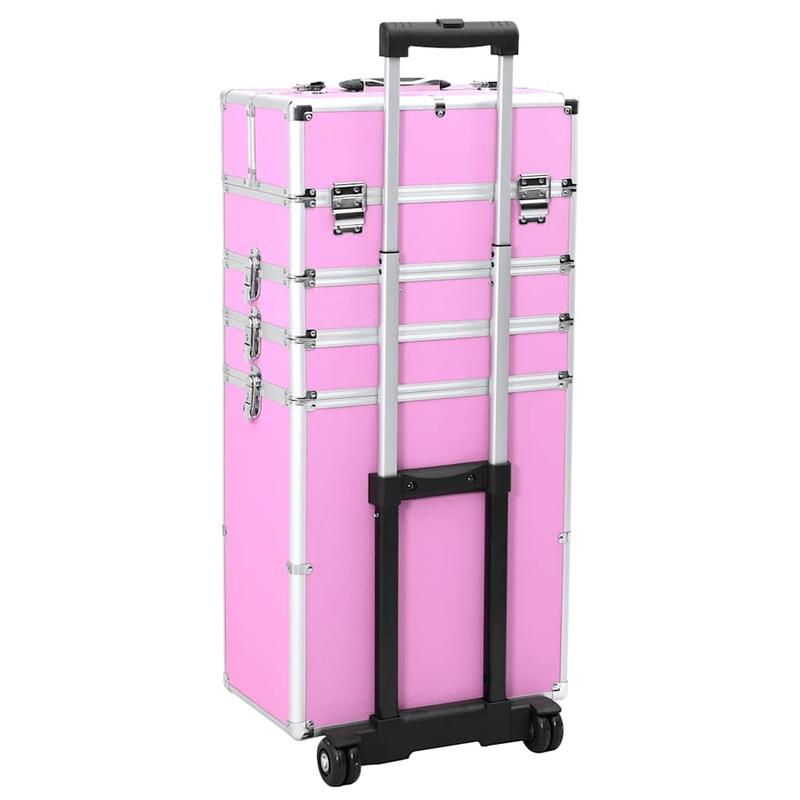 Make-up Organizer – Make-up Opberger – Cosmetica Opberger – Make-up Kast – Make-up Box – Roze Variant – Uitbreidbaar Met 4 Niveaus – Duurzame Aluminium Constructie Met Wieltjes