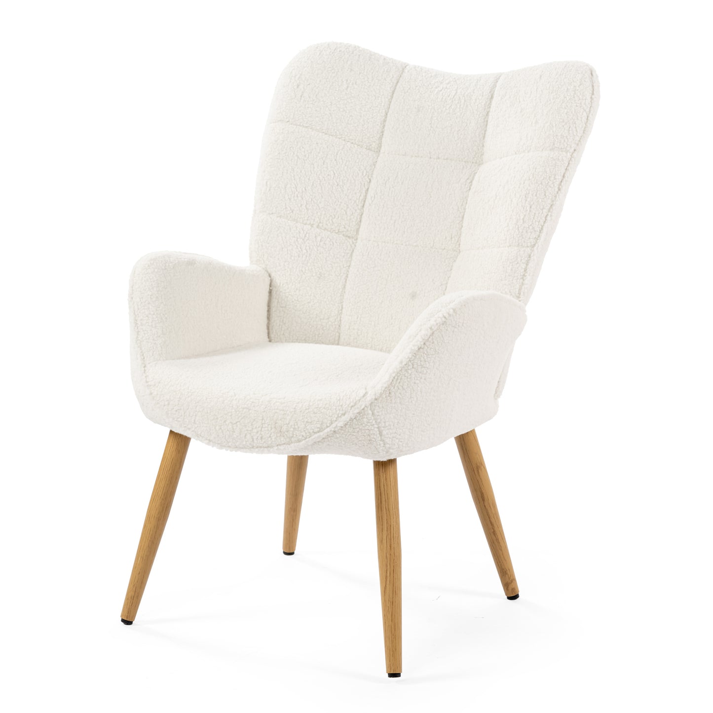 Fauteuil – Stoel – Armstoel – Zetel – Relaxstoel – Wit – Scandinavisch Design – Metalen Pootjes – Ergonomische Rugleuning – 72x62x90,5 cm