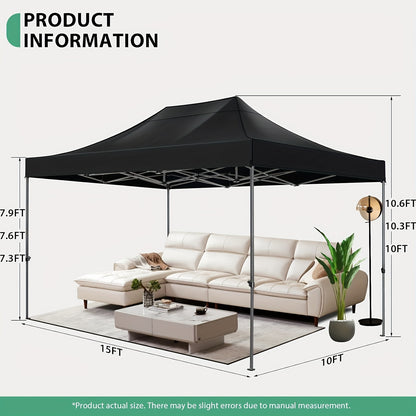 Partytent – Tuinpaviljoen – Easy Up Tent – Vouwtent – Overkapping – 3x4,5 m – 4 Afneembare Zijpanelen – Waterafstotend Frame