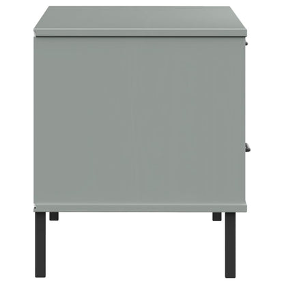 TV Cabinet with Metal Legs Grey Solid Wood Pine OSLO TV Stand Entertainment Center with Storage, Media Television Table for Living Room Bedroom