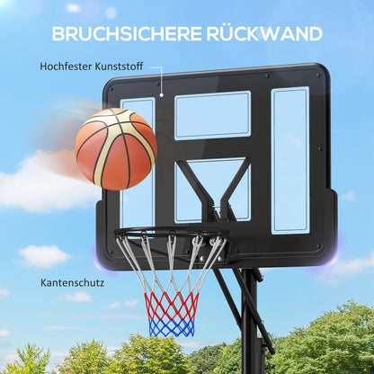 Basketbalstandaard – Basketbalring – Basketbaldoel – Basketbalpaal – Basketbalnet – Verstelbare Hoogte 235-305 CM – Vulbare Voet Met Wielen Zwart