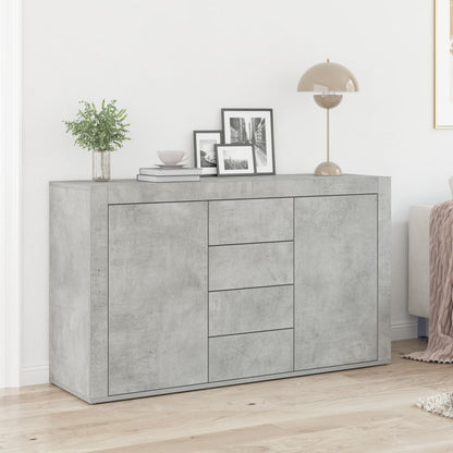 Sidetable – Dressoir – Opbergkast – Wandmeubel – Kastje – Betonlook Grijs – Hardhout – Ruime Lades – Eenvoudige Montage