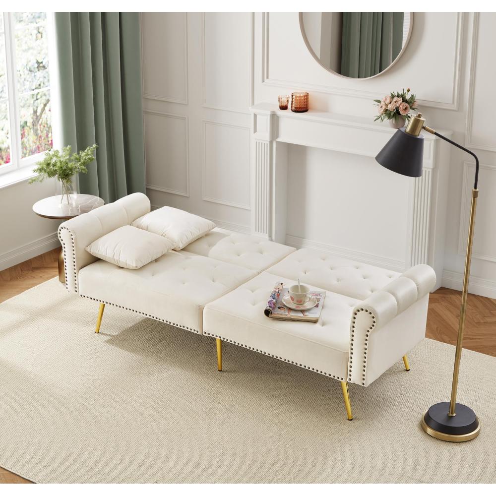 This Modern Velvet Two-Person Sofa Bed Comes with a Backrest That Can Be Adjusted to Three Different Positions. Its Chic Design Not Only Provides Sleeping Options But Also Maximizes Space And Supports a Strong Weight Limit, M