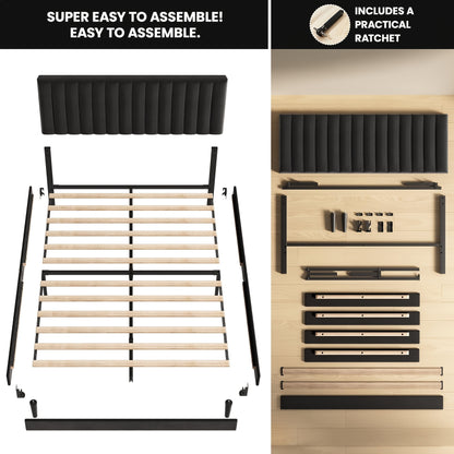 Gestoffeerd Bed – Bedframe – Slaapbed – Eenpersoonsbed – Tweepersoonsbed – 90x200 cm – Verstelbaar Hoofdbord – Draagkracht 480 kg