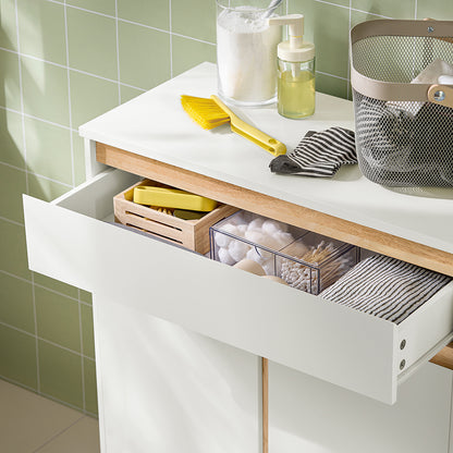Wasmandkast – Wasmand – Wasbox – Wassorteerder – Waszak – Opvouwbare Waszak – MDF & Rubberhout – Compact 71x85x33 cm