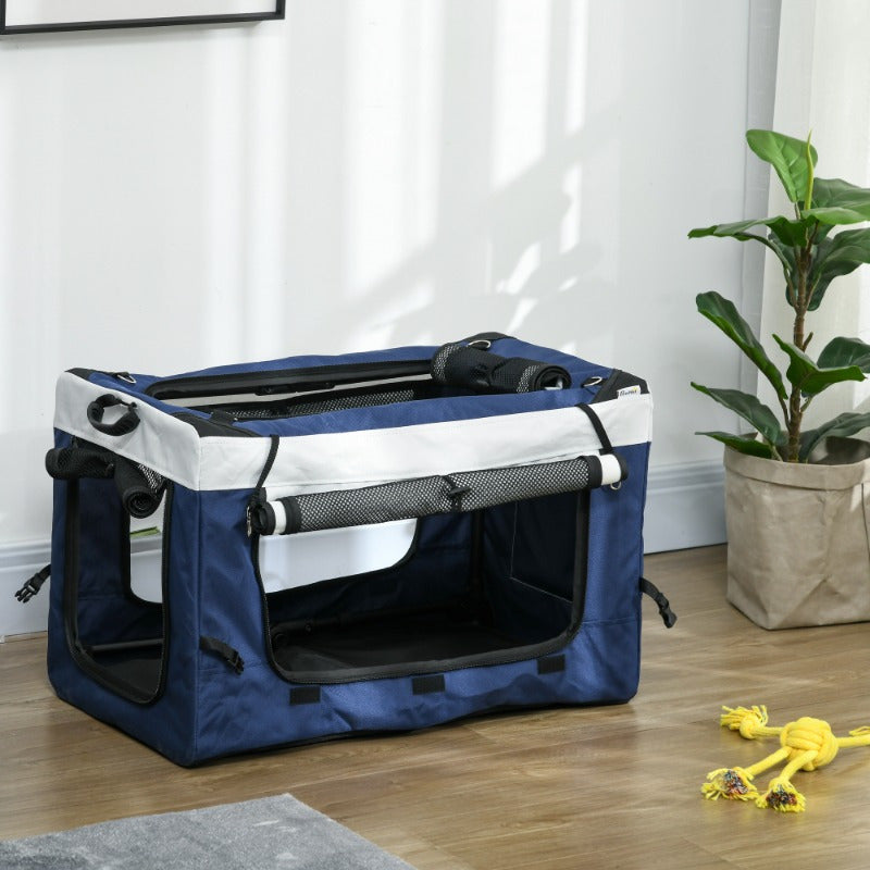 Hondenbuggy – Hondenwagen – Wandelwagen – Draagmand – Huisdierenbuggy – 2-in-1 Functie – Lichtgewicht & Opvouwbaar – Blauw – Voor Kleine Honden