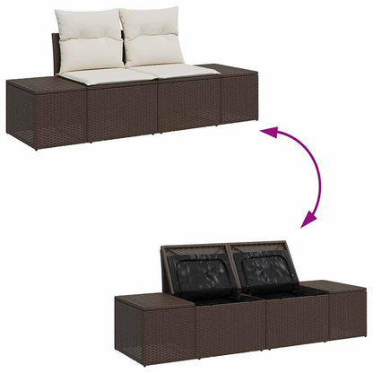 Tuinbank – Buitenbank – Loungeset – Modular Sofa – Tuinmeubel – 7-Zits – Weerbestendig Polyrattan – Met Witte Kussens