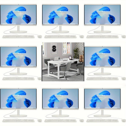 Vergadertafel – Conferentietafel – Bureautafel – Werktafel – Vergadermeubel – Compact formaat – Wit blad met zwart metalen frame
