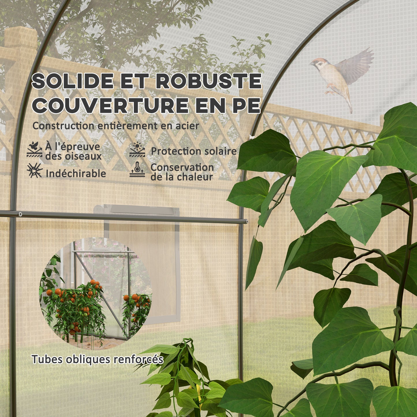 Tuinkas Tunnel – Kassen – Serre – Groententent – Plantentent – 3,5 x 3 x 2 m – Gegalvaniseerd Stalen Frame – Waterdicht UV-bestendig PE Zeil Wit