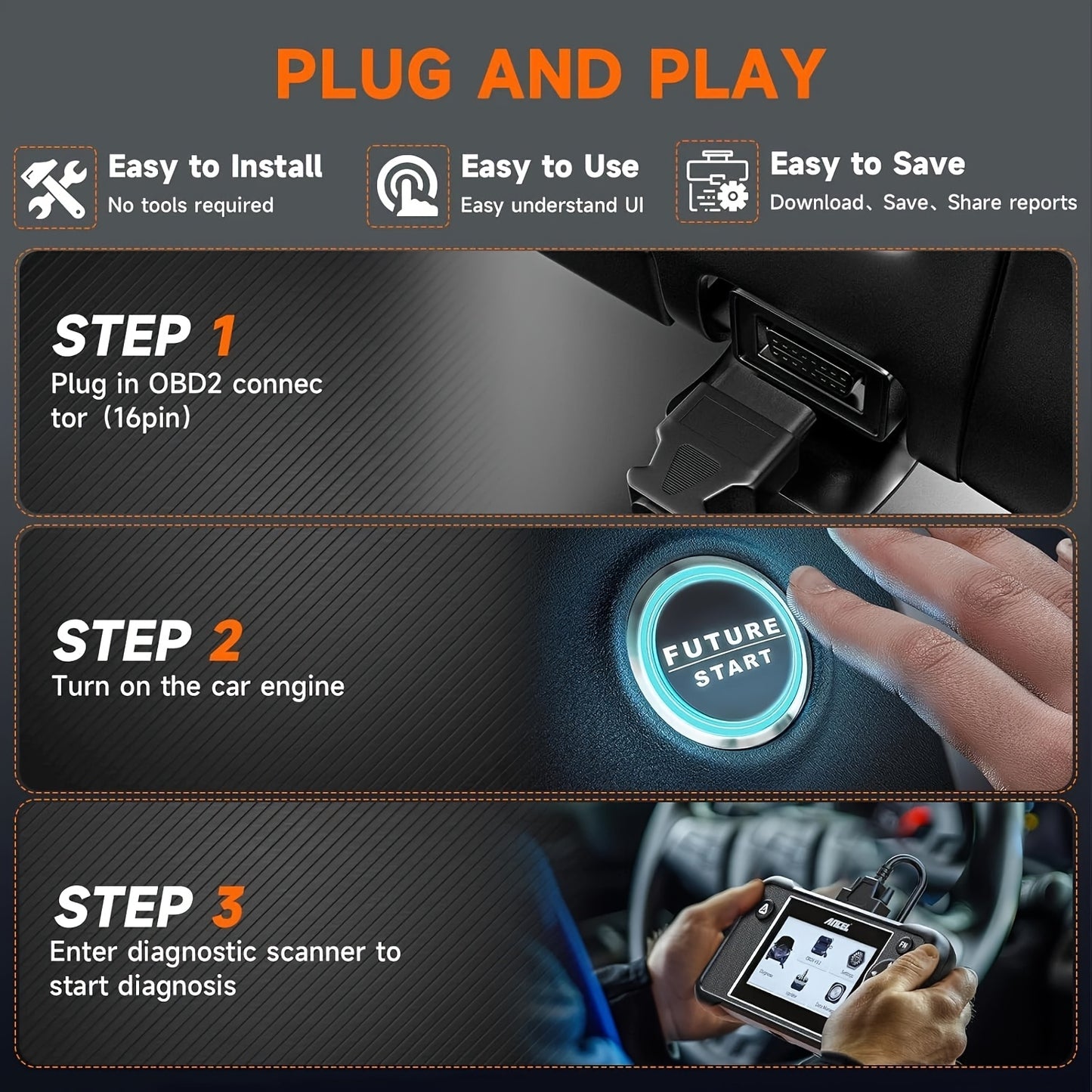 OBD2 Scanner – Diagnoseapparaat – Auto Uitlezer – Storing Verwijderen – Uitleesapparatuur – 15+ Resetfuncties – Professionele All Systems Diagnostiek
