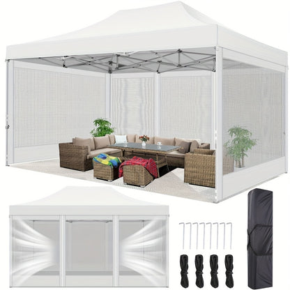 Partytent – Paviljoen – Feesttent – Tuinent – Pop-up Tent – 3,05x4,57 Meter – Met Afneembare Gaaswanden – Stevig Aluminium Frame