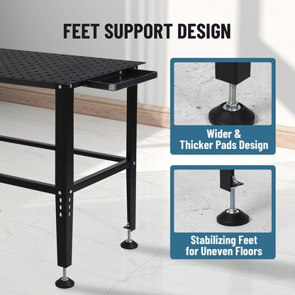 Laswerkbank – Lastafel – Werkbank – Metaalwerkbank – Mobiele Werkbank – 91x61 cm – 544 kg Draagvermogen – Stalen Constructie Met Vergrendelbare Wielen