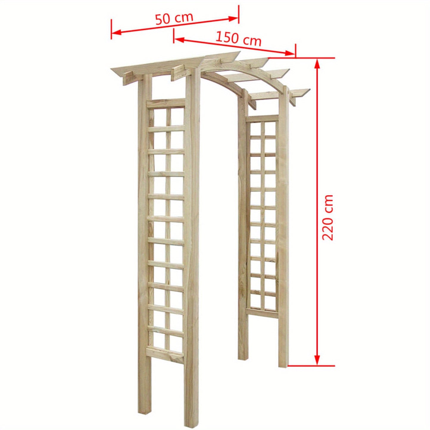 Houten Tuinboog – Tuinarche – Klimboog – Tuinpoort – Tuintunnel – Klassiek Design – Stevig Hout 150x60x210 cm