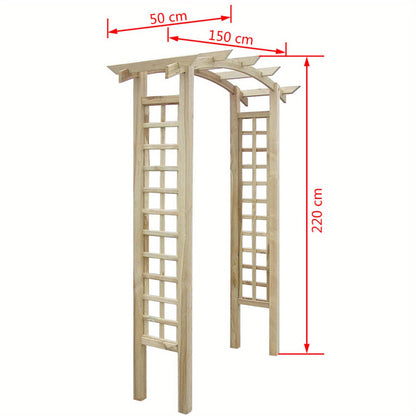 Houten Tuinboog – Tuinarche – Klimboog – Tuinpoort – Tuintunnel – Klassiek Design – Stevig Hout 150x60x210 cm