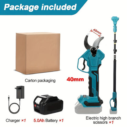 Elektrische Snoeischaar – Draadloze Snoeischaar – Tuinschaar – Snoeigereedschap – 1300 mAh Accu – Roestvrijstalen Messen – Verlengstok 2,5 Meter - met 1 batterij