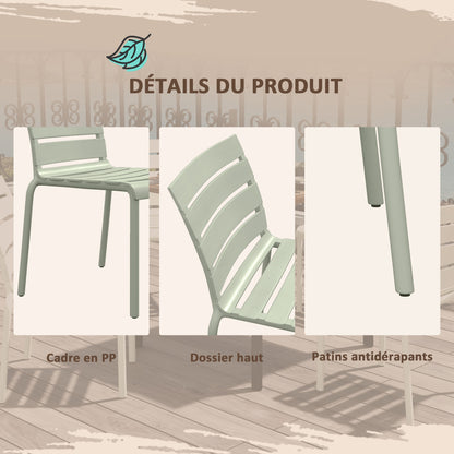 Bistro Stoelen Set – Tuinstoelen – Stapelbare Stoelen – Balkon Stoelen – Tuinmeubilair – UV-bestendig – 42x54x78 cm – Groen