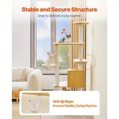 Klimpaal – Krabpaal – Kattenboom – Krabmeubel – Kattenhuis – Multi-Level Design – Duurzaam MDF Materiaal