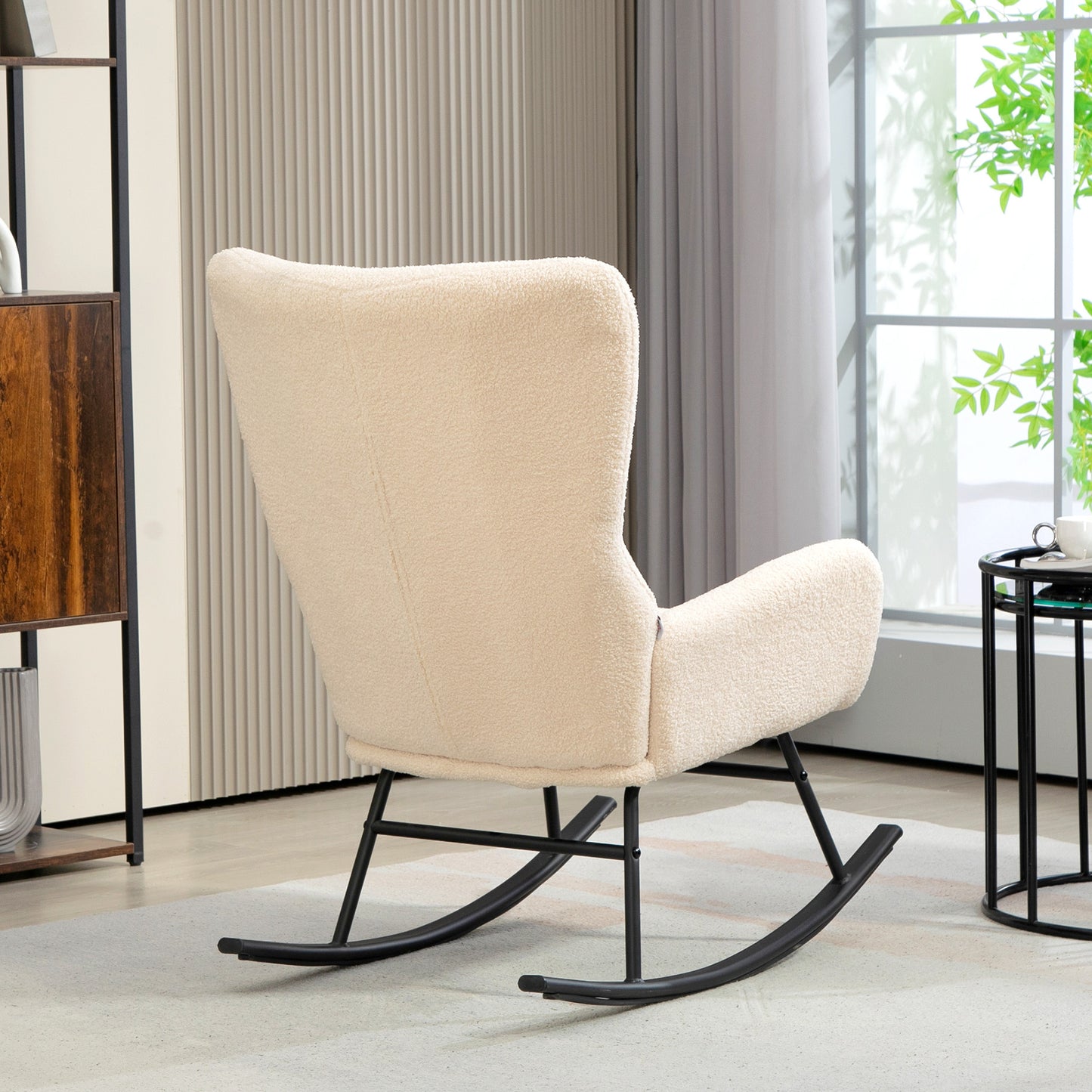 Schommelstoel – Relaxstoel – Fauteuil – Loungestoel – Voedingsstoel – 10 cm Dikke Foam Zitting – Gebogen Stalen Poten