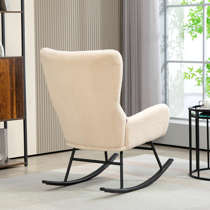 Schommelstoel – Relaxstoel – Fauteuil – Loungestoel – Voedingsstoel – 10 cm Dikke Foam Zitting – Gebogen Stalen Poten