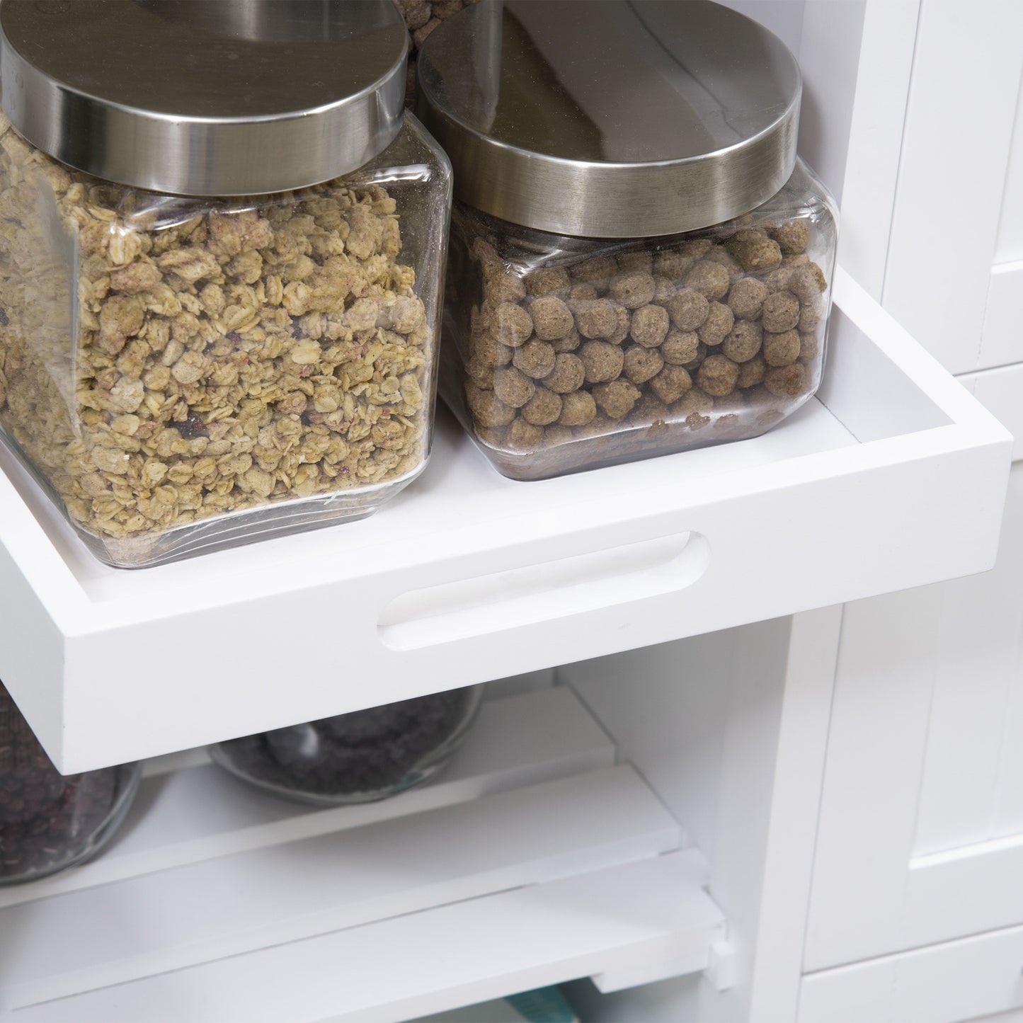Keukenwagen – Keukentrolley – Serveerwagen – Keukenmeubel – Werktafel – Landelijke Witte Stijl – 3 Grote Lades – 4 Wieltjes Voor Makkelijk Verplaatsen
