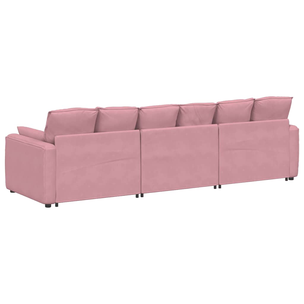 Hoekbank – Modulaire Bank – L-vormige Bank – Zitbank – Loungesofa – Velvet Bekleding – Stevig Metalen Frame – Donkergroen