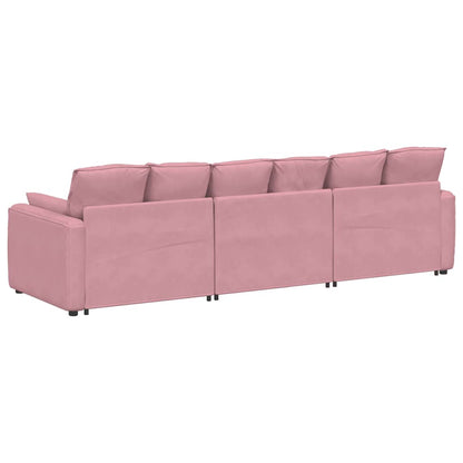 Hoekbank – Modulaire Bank – L-vormige Bank – Zitbank – Loungesofa – Velvet Bekleding – Stevig Metalen Frame – Donkergroen