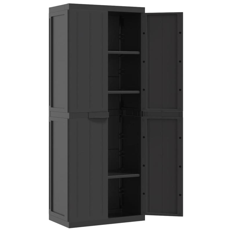 Tuinkast – Tuinschuur – Opbergkast – Tuinberging – Buitenbox – Duurzaam PP Materiaal – 65x37x165 cm – Met Slot en Planken