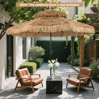 Tiki Parasol – Hawaiiaanse Parasol – Buitenkap – Zonnescherm – Terrasparasol – Extra Groot 305x274 cm – Kantelbaar met Slingerbediening – Weerbestendig PE Rietkap met Aluminium Frame