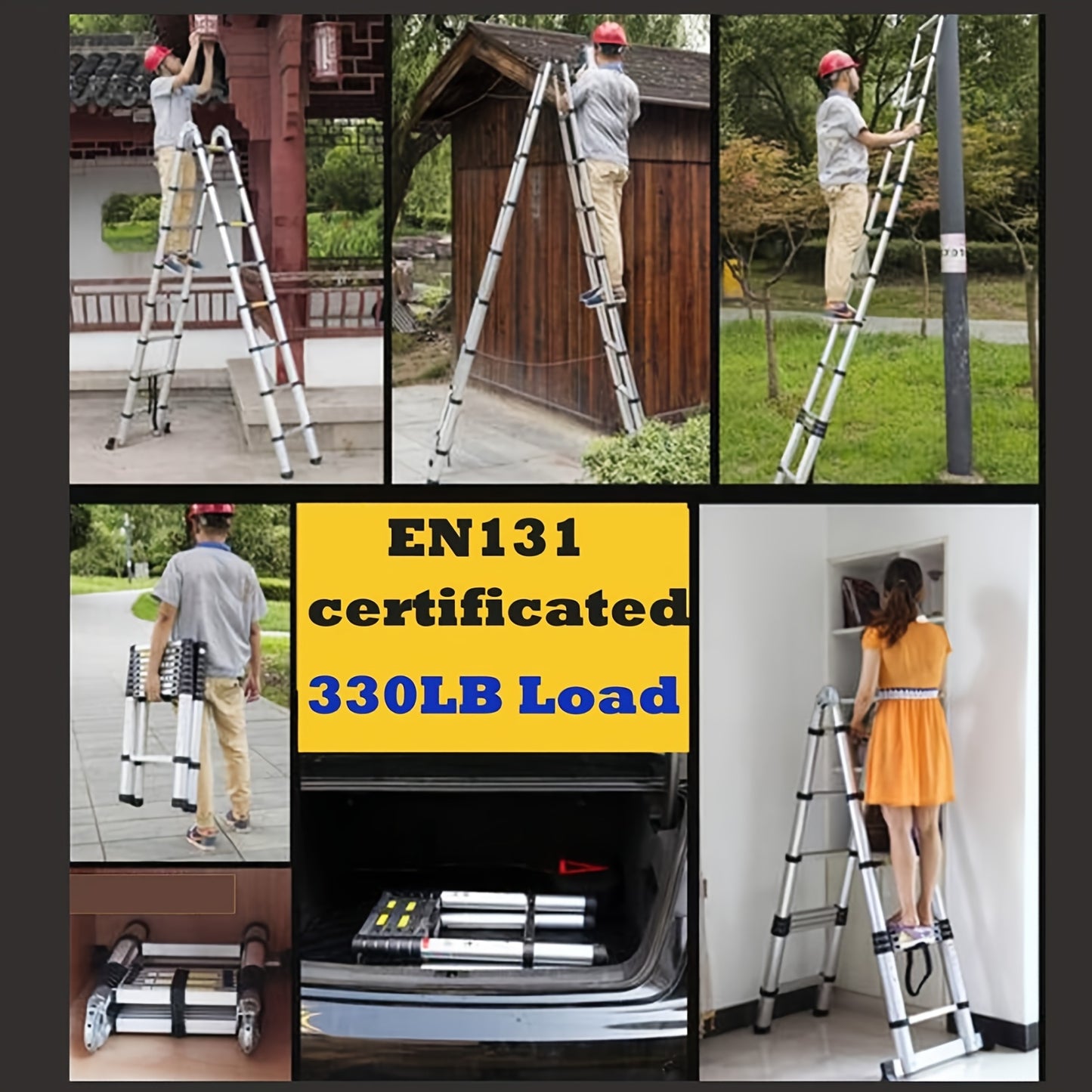 Telescoopladder – Uitschuifladder – Vouwladder – A-Frame Ladder – Trapladder – 5 Meter Hoogte – Roestvrij Staal