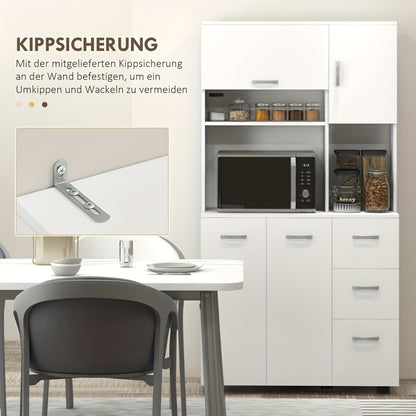 Keukenkastje – Dressoir – Opbergkast – Ladekast – Keukenkast – Wit – 89x39,5x168 cm – 3 Lades & 3 Open Schappen