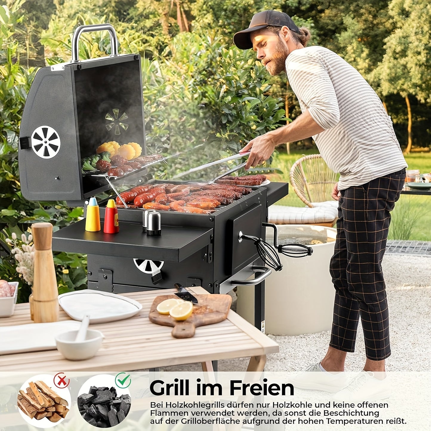 Double Tablet BBQ Grill – Barbecue – Grill – Smokey – Buitenkeuken – Dubbele Grilltafels – Temperatuurmeter – Stevig Metaal