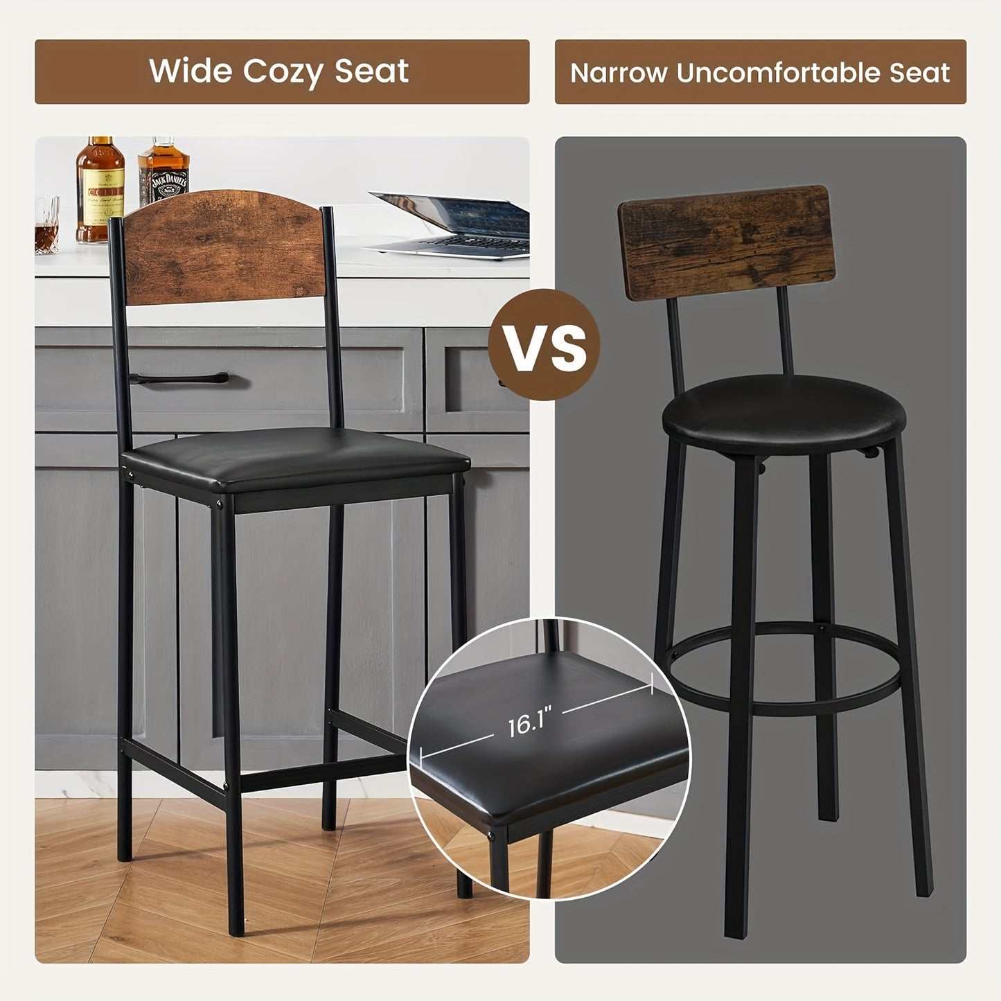 Bartafel – Statafel – Barset – Eettafel – Hoge Tafel – Retro Bruin – Met Wijnrek & Opbergrek – MDF Houten Blad Met Metalen Frame
