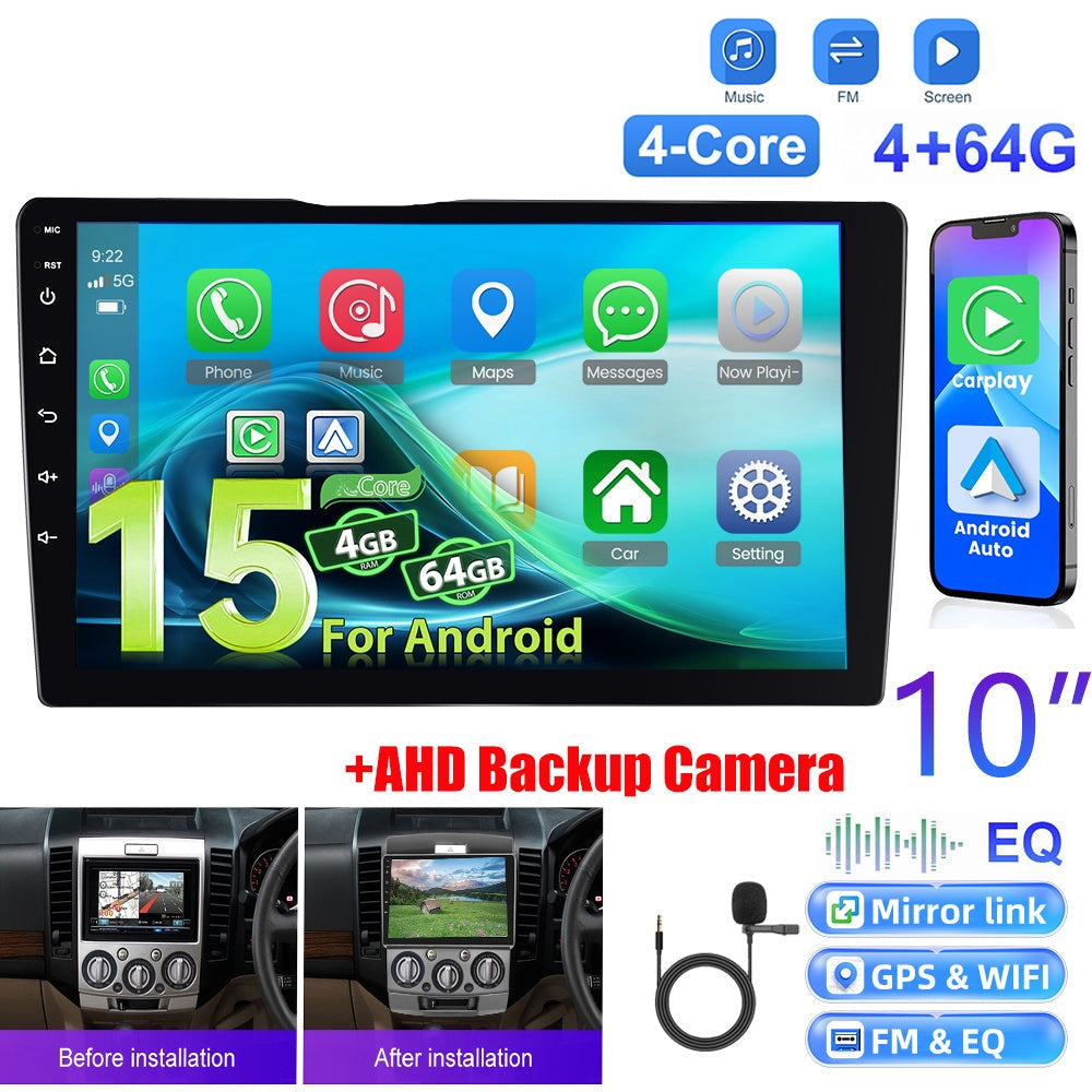 Android Autoradio – Multimedia Speler – Auto Stereo – Touchscreen Navigatie – 9 Inch IPS Scherm – Draadloze CarPlay & Android Auto – Inclusief AHD Achteruitrijcamera