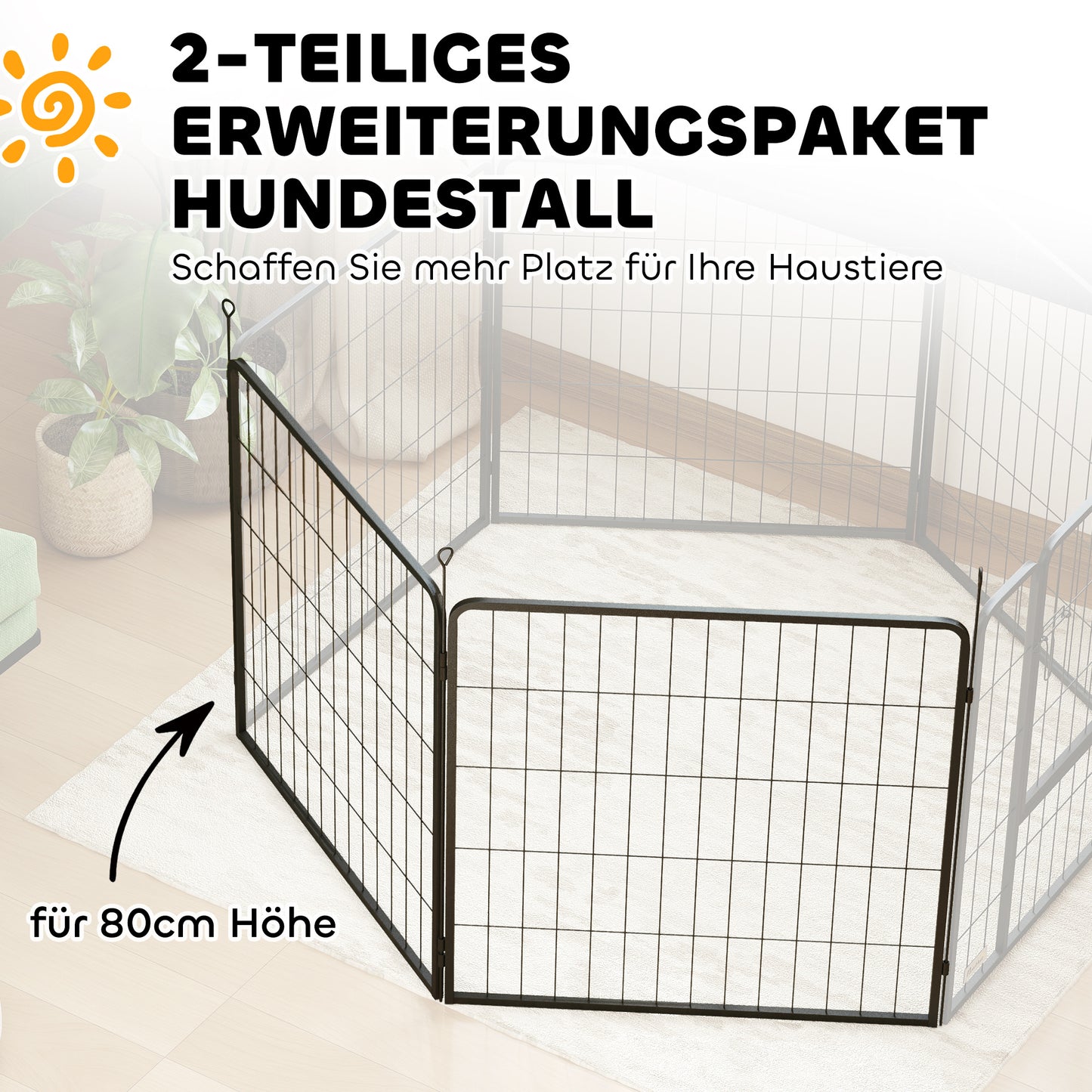 Hondenren Uitbreidingsset – Puppy Playpen – Hekkenpaneel – Dierenren – Speelren – Zwart – Stevig Stalen Panelen – Inklapbaar & Duurzaam