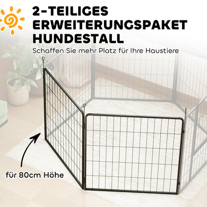 Hondenren Uitbreidingsset – Puppy Playpen – Hekkenpaneel – Dierenren – Speelren – Zwart – Stevig Stalen Panelen – Inklapbaar & Duurzaam